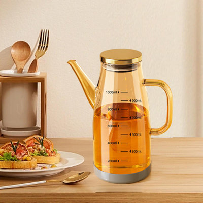 Bouteille d'eau 2026 Bouteille de distributeur d'huile de mise à niveau avec bec d'égouttement 34 oz en verre Bouteille de distributeur d'huile d'olive pour cuisine Bouteille de vinaigre d'huile de qualité alimentaire