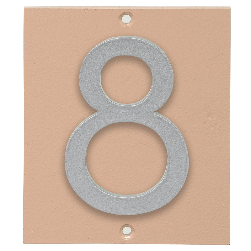 Floating 1-Line Wall Address Plaque, Taupe, Silver, Yes