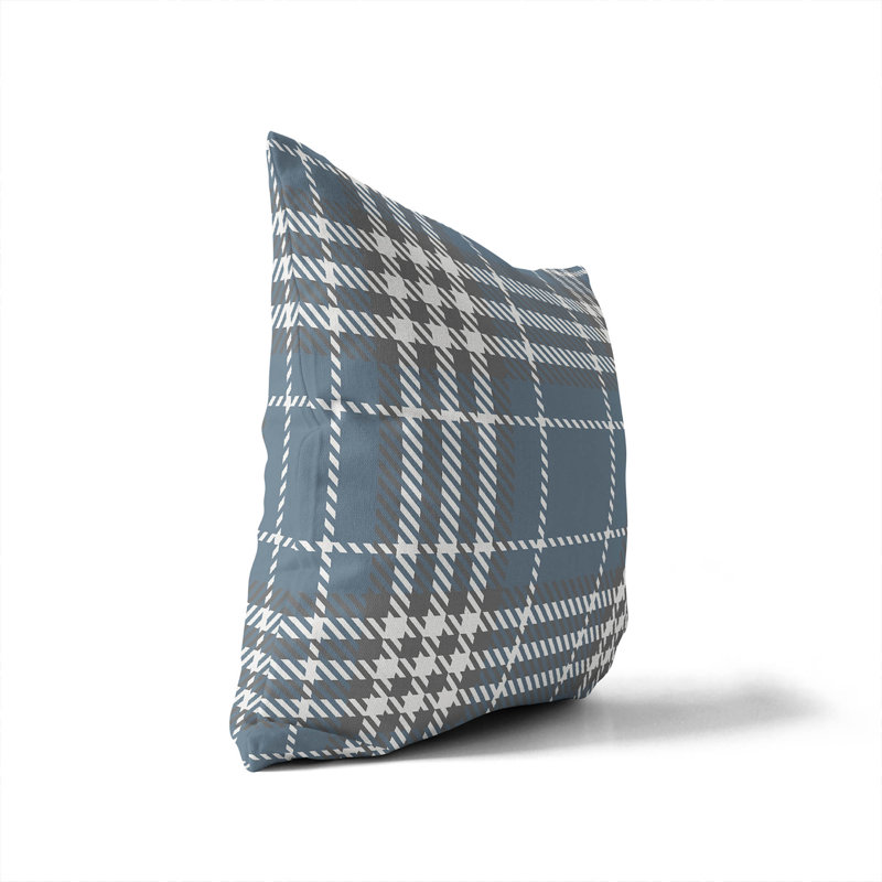 Coussin extérieur Christopher's, H 18 po x l 18 po, Tissu écossais bleu foncé 5