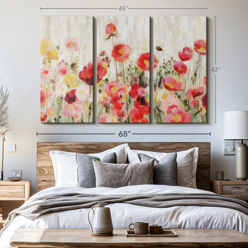 «Sprinkled Flowers», 3 pièces, H 42 po x l 65 po