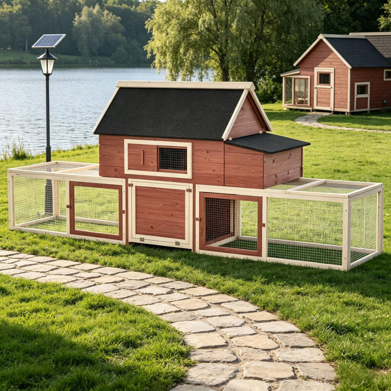 Poulailler 114 po en bois convertible à 2 niveaux avec nichoir