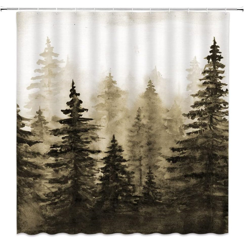 Rideau de douche Misty Forest, Toile brun beige