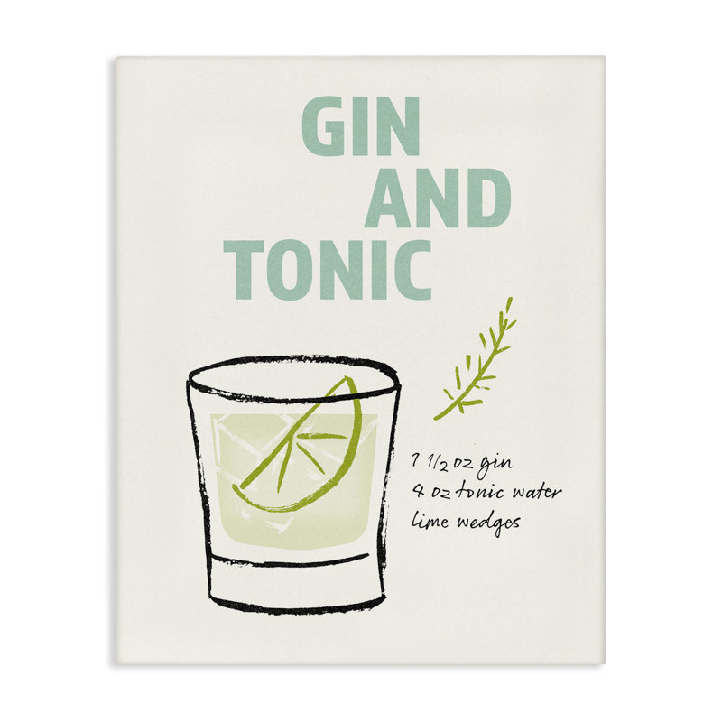 Art mural sur toile Gin & Tonic Recipe par Victoria Barnes, H 48 po x l 36 po
