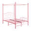 Cadre de lit à baldaquin en métal avec tête et pied de lit, lit plateforme à quatre colonnes avec rangement intégré, sommier non requis, format Queen, rose - 2-512519746-512519759