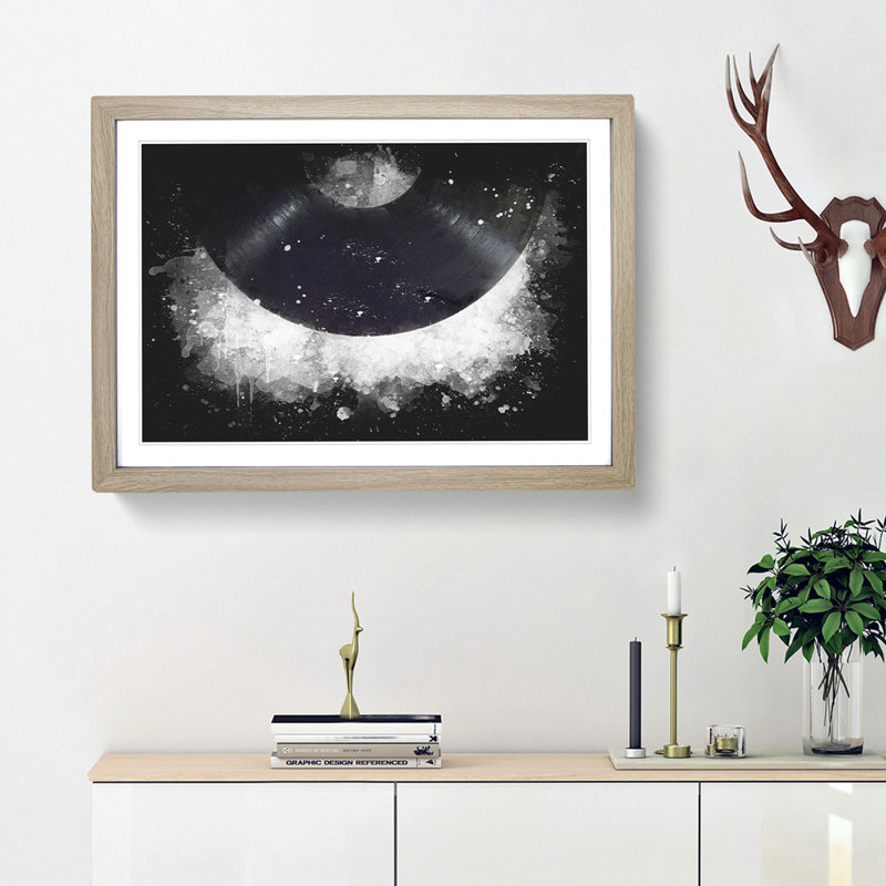 A Vinyl Record - Picture Frame Graphic Art Print, 45cm H x 63cm W x 2cm D, Oak Framed