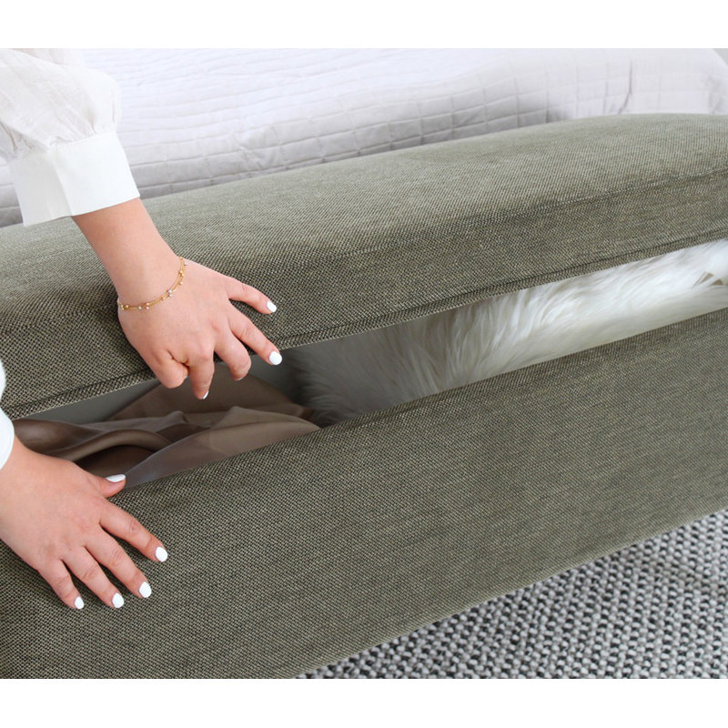 Élégant pouf avec pieds en bois de hêtre, vert, 39,4 po x 19,7 po x 16,9 po | 50% coton et 50% lin, éponge orthopédique de 35 pouces d'épaisseur 2,4 pouces | Parfait pour le salon, la chambre à coucher et les sièges fonctionnels