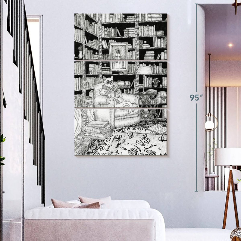 Brampt The Cat's Library, 74" H x 48" W