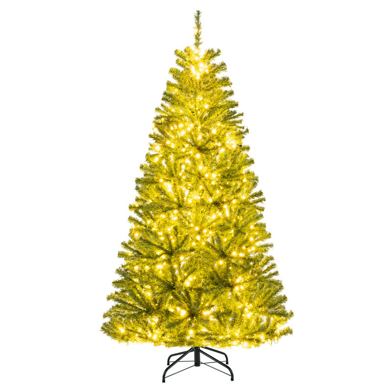 Arbre de Noël artificiel 6 pi avec 680 branches, 700 lumières DEL blanc chaud, H 6 pi, Vert