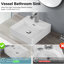 Lavabo de comptoir en céramique pour salle de bain - Surface de lavabo moderne blanche élégante et pratique