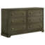 Commode large Seon, 6 tiroirs avec boutons en laiton, bois brun cacao foncé