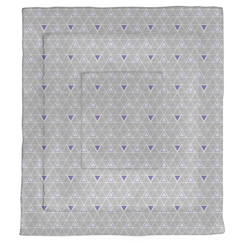 Patricia Geoffrey Polyester Geometric Shapes Comforter, Queen Comforter, Grey/Purple