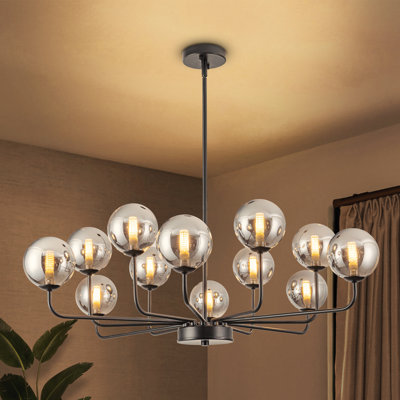 Khenadi 12 - Light Chandelier Bubble Chandelier Light Fixture Globe Glass Chandelier Dining Room