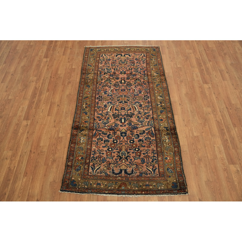 Tapis de couloir rétro en laine à motif floral 3 x 7