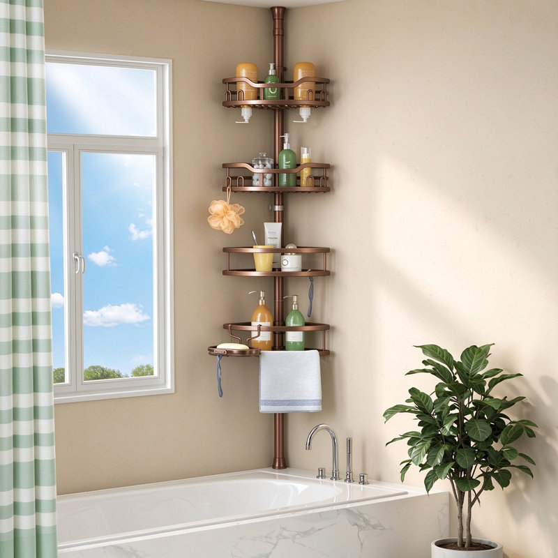 Freestanding and Tension Stainless Steel Shower Caddy