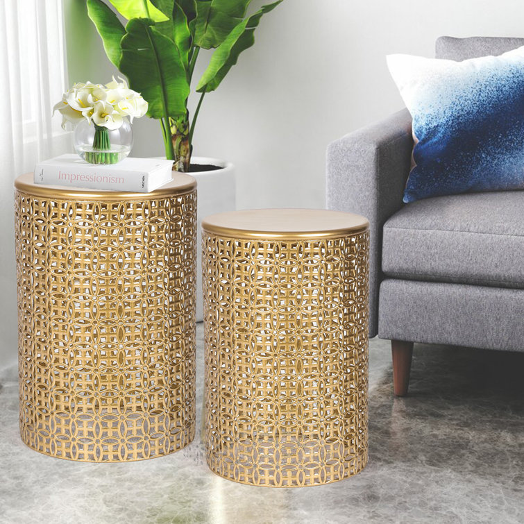 Golden Round Metal End Table