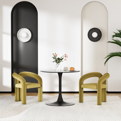 Ensemble de table de salle à manger 3 pièces, table de salle à manger à piédestal et 2 chaises d'appoint