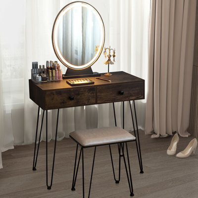 Ensemble coiffeuse avec tabouret avec miroir Lachapelle