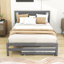 Lit plateforme double en bois avec lit gigogne réglable simple et tête de lit-1971116271