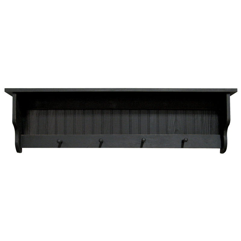 Checketts Solid Wood Wall 4 - Hook Wall Mounted Coat Rack, Black