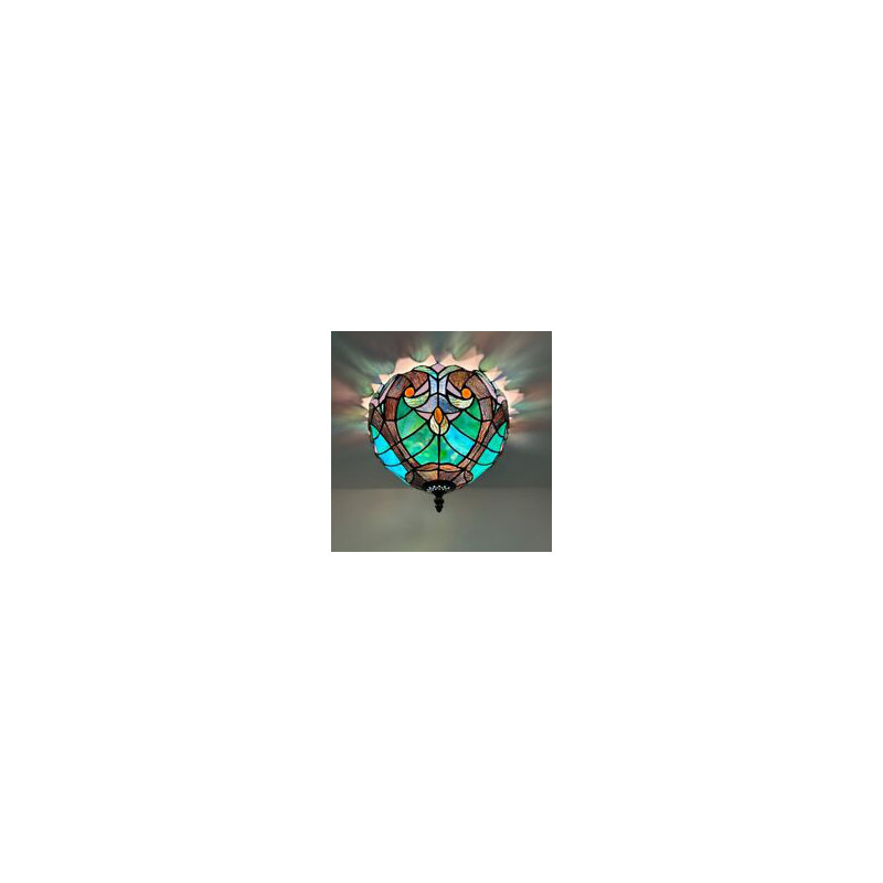 Benicia  Tiffany Ceiling Lights Fixture Brown Green Stained Glass LED Bulbs Included 12" W*12" D*8" H