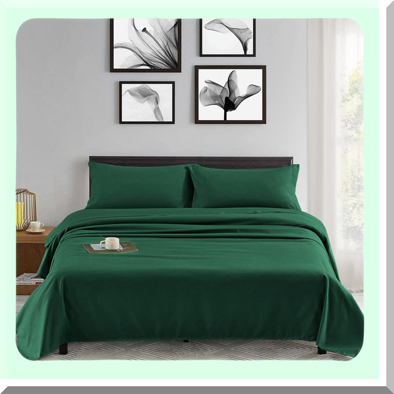 Luxury Hunter Green Microfiber Sheet Set - Soft Brushed Bedding with Deep Pocket - Full Size 4 Piece Set for Quality Sleep Experience