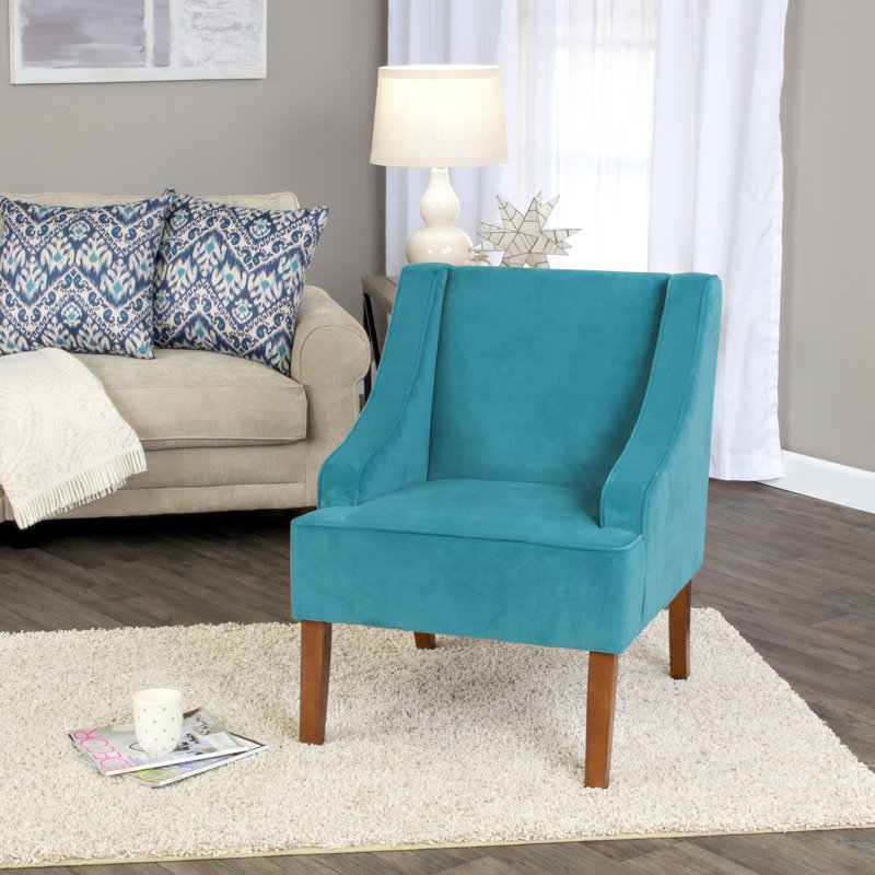 Fauteuil d'appoint incurvé Daryann, Polyester sarcelle
