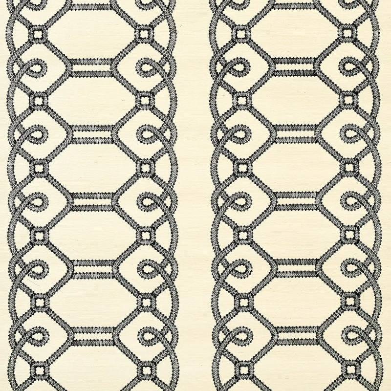 Papier peint brodé en sisal Ziz, Neutre