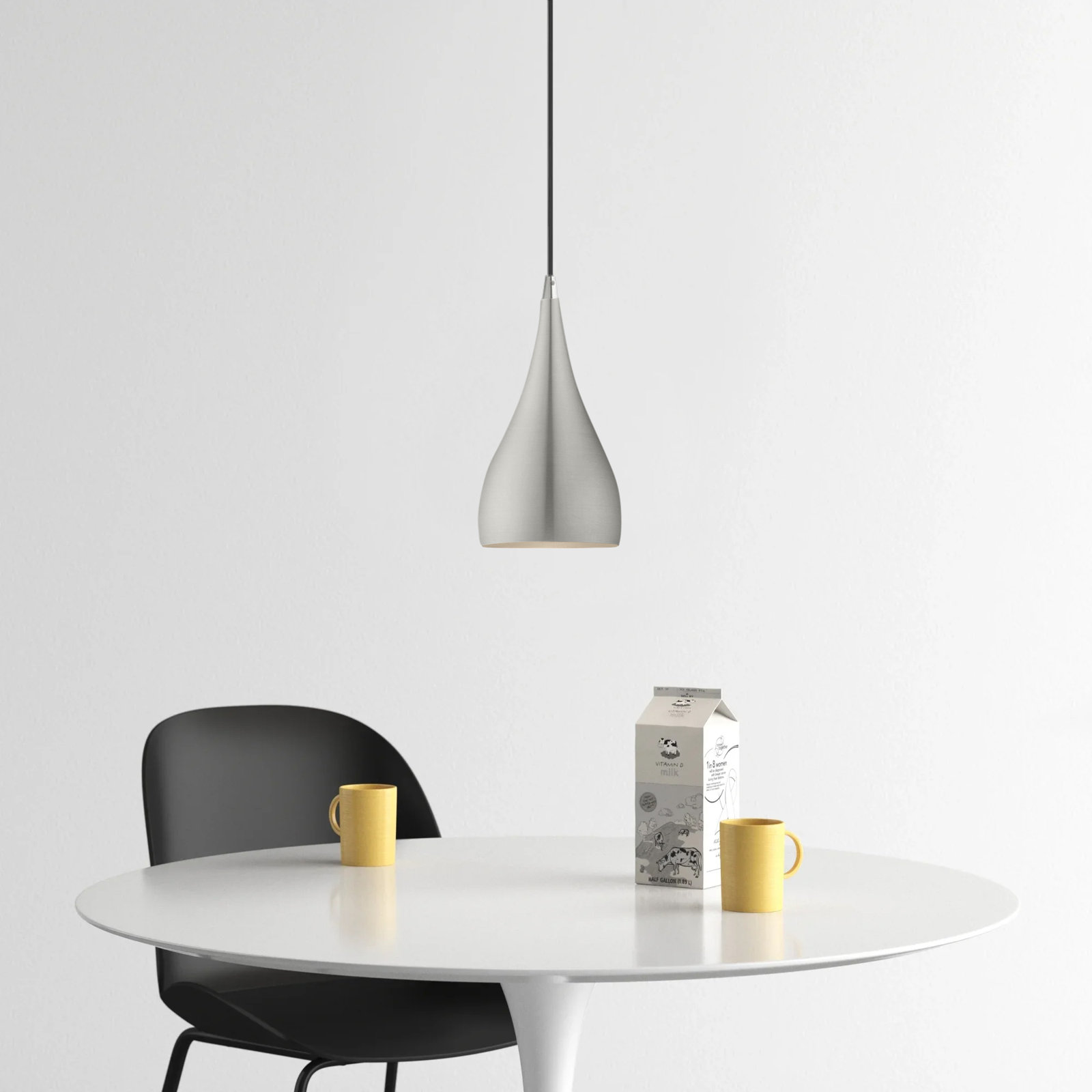Schultz Single Light Metal Dimmable Pendant, Brushed Aluminum