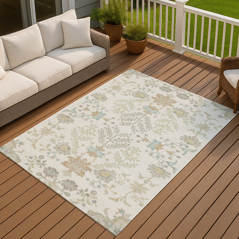 Machine Washable Indoor/Outdoor Chantille ACN2676 Global Rug, Ivory, 3' x 5'