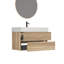 Meuble-lavabo mural Mid-Century moderne en chêne brut de 36 po, lavabo une pièce, poignée dissimulée, 20% plus de meuble-lavabo, système silencieux, trous en U