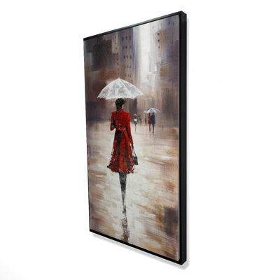 Quiet walk in the rain - 24"x48" Framed canvas