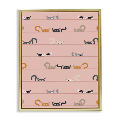 Peeking Cats on Pink Floating Frame, design by Sazerelli Designs