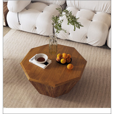 31.5 "Octagonal Black walnut Rubber wood  Coffee Table, Coffee Table, Living Room Bedroom