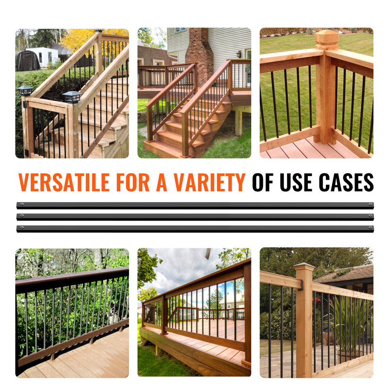 44'' Matte Black Aluminum Square Staircase Baluster Set