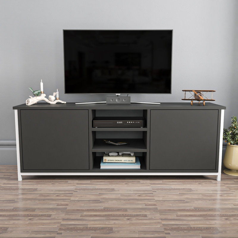 Meuble télé, Gris / Blanc