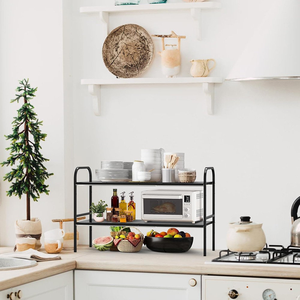 JES ENTERPRISES Expandable 2-Tier Under Sink Organizer With 8 Removable ...