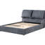 Très grand lit tapissier gris anthracite, silhouette épurée et moderne avec structure de lit à coussins attachés, tête de lit deux surdimensionnée pour les chambres à coucher