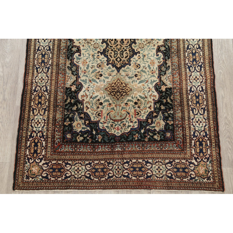 Tapis de la surface en laine beige/brun 4 pi 1 po x 7 pi 1 po one-of-kind-1900 noué la main Damascus
