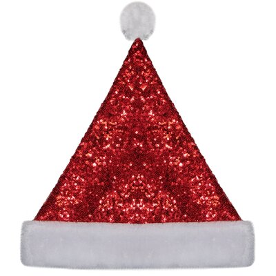 Northlight 15-Inch Red and White Sequin Christmas Santa Claus Hat-Adult ...