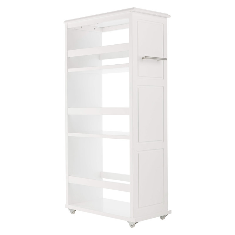 3 Tier Slim Rolling Storage Cart - 9” Narrow Rolling Cart with Handle and Wheels for Bathroom, Laundry Room, and Kitchen Organization - Pull-Out Home Organizers for Small Spaces by Lavish Home (White)