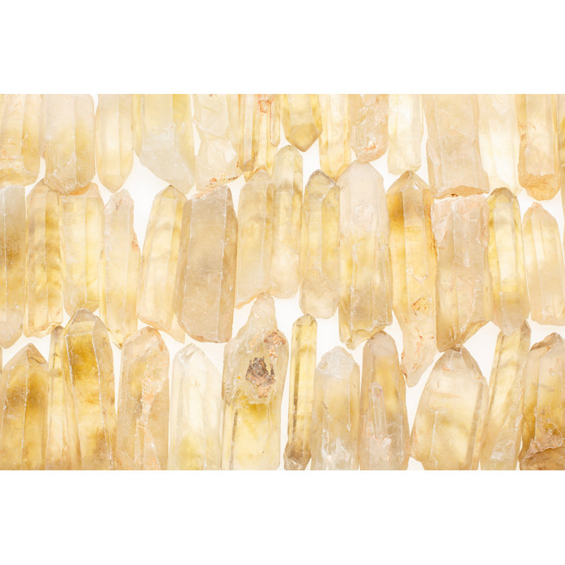 Rangées de pierres de quartz, translucide, jaune, or, blanc, H 24 po x l 48 po x P 1,5 po