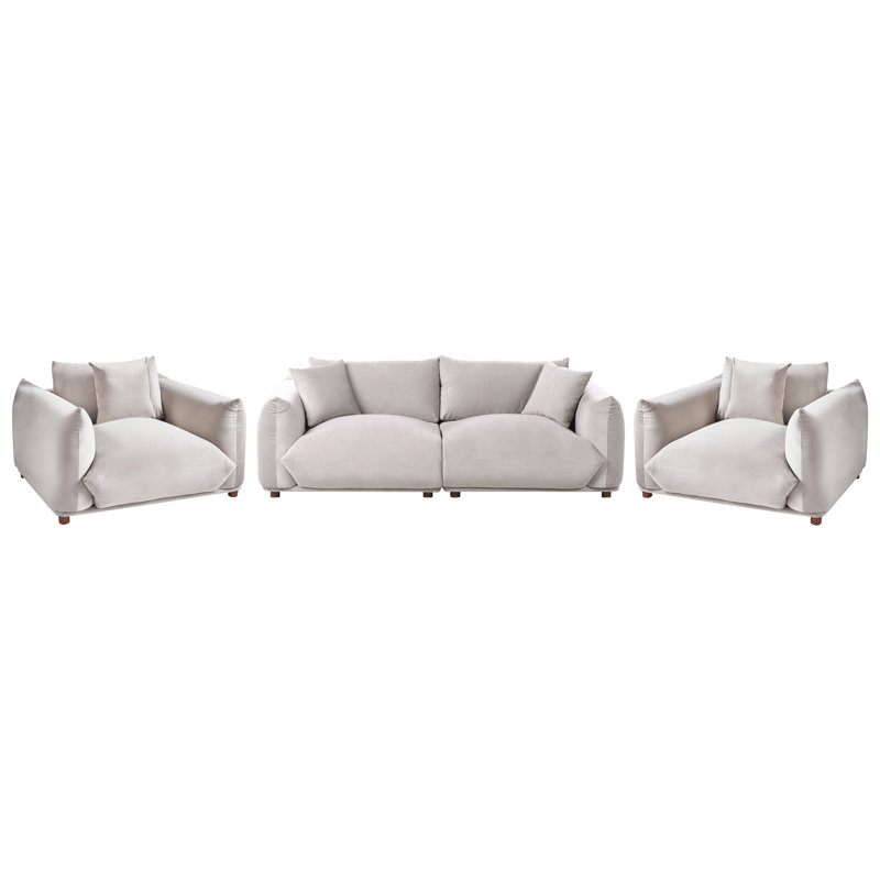 Living Room Set Alexias, Taupe Velvet