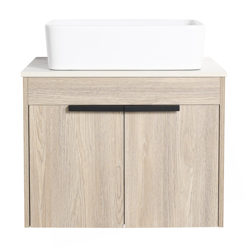 Meuble-lavabo moderne 24 po avec lavabo en céramique et fixation murale
