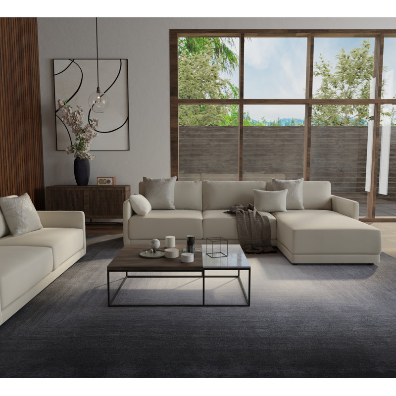 Katya Hand Tufted Wool Ombre Area Rug in Charcoal/Ivory, Rectangle 8' x 10'