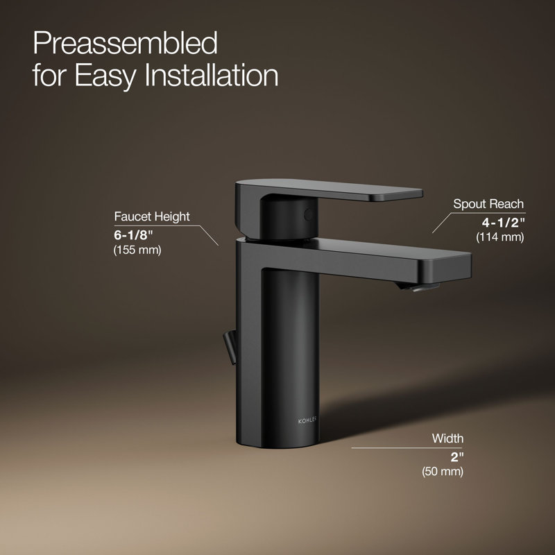 Parallel Single-Handle Bathroom Sink Faucet, Single-Hole Faucet with Pop-Up Drain, 1.0 GPM, Matte Black