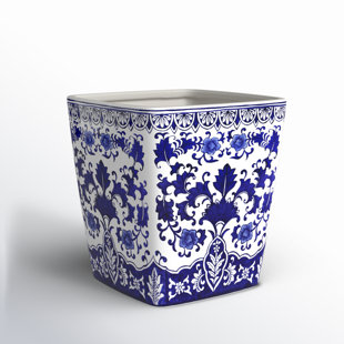 Jardinière bleue et jardin Camelia