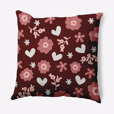 Housse et insert de coussin décoratif décoratif Flowery Love Valentines