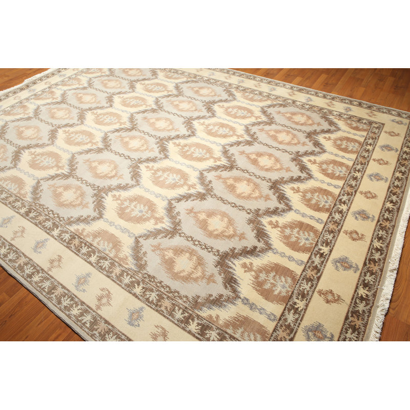 Tapis beige/gris en laine Gorbold