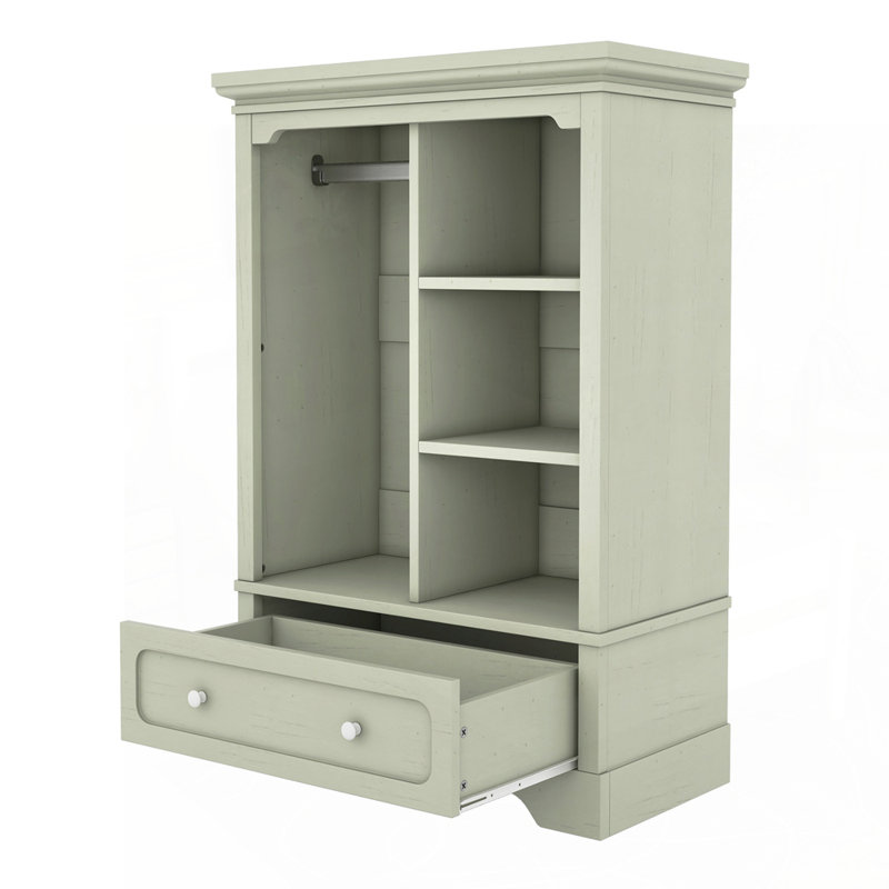 Armoire ouverte polyvalente avec plusieurs options de rangement pour les enfants, Vert antique