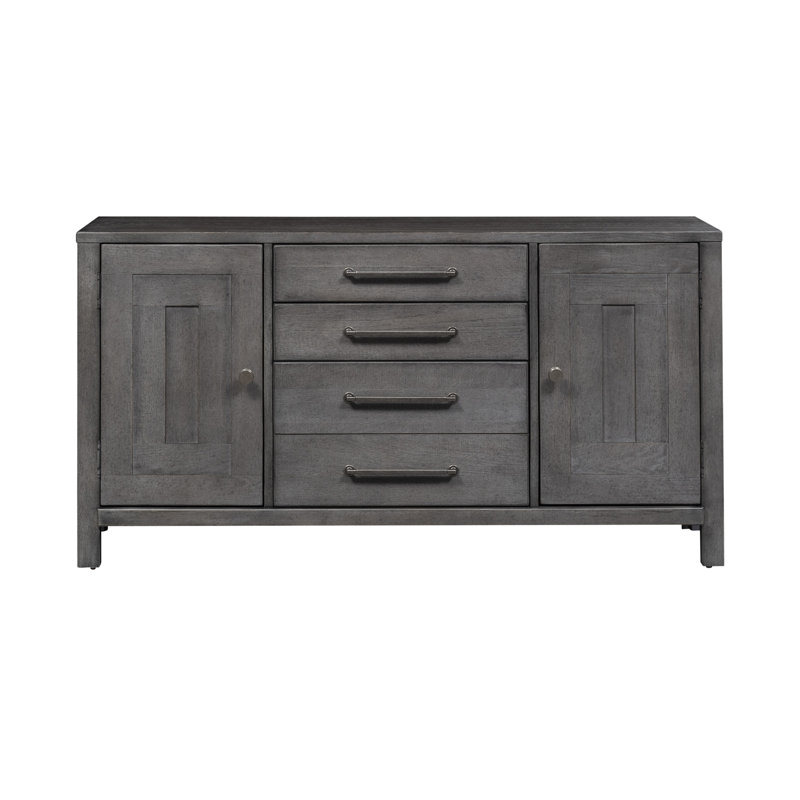 Bettee 2 Door 4 Drawer Credenza w/ Lateral File Drawer, Gray